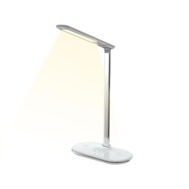 Imagem de Lâmpada De Mesa Regulável, Luminária Com Carregador Sem Fios, Luminária De Leitura Regulável E Dobrável Para Cama Escritório Criado Mudo