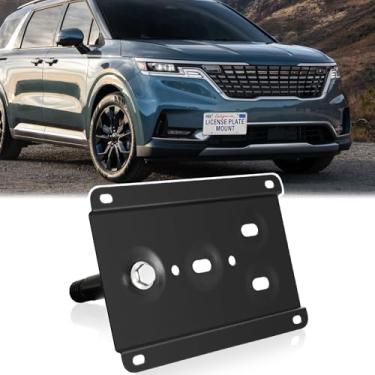 Imagem de Suporte de placa de carro para para-choque dianteiro compatível com Kia Stinger 2018-up sem broca gancho de reboque frontal moldura de placa de carro kit de montagem de suporte antifurto acessórios de