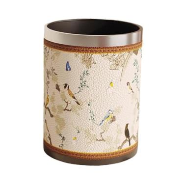 Imagem de Ioensy Lixeira de couro PU, acessório para lata de lixo de grande capacidade, lixeira de luxo para cozinha, para banheiro, escritório e casa, Style G