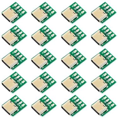 Imagem de yddmyo 20 peças USB fêmea tipo C placa breakout conector conversor PCB 3.1 para transferência de dados faça você mesmo cabo serial fio