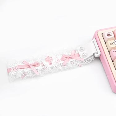 Imagem de COOMICKEY Alças de teclado personalizadas, alças de pressão fofas de renda rosa e branca para Wooting 60he Aula WIN60 EPOMAKER YUNZII ATK68, etc. Placa mecânica para jogos