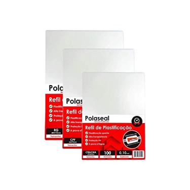 Imagem de Kit 300 Polaseal Crachá CPF RG 0,10mm para Plastificação