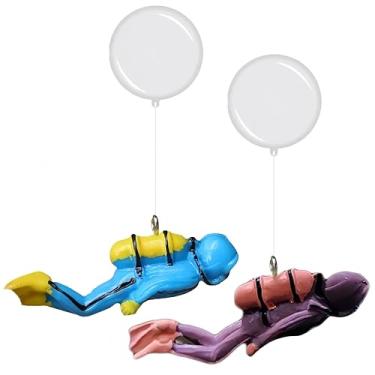 Imagem de 2 peças de decorações de aquário de mergulhadores flutuantes, decoração de aquário, acessórios de aquário de paisagem, brinquedos de peixes para aquário adequados para todos os tipos de aquários.