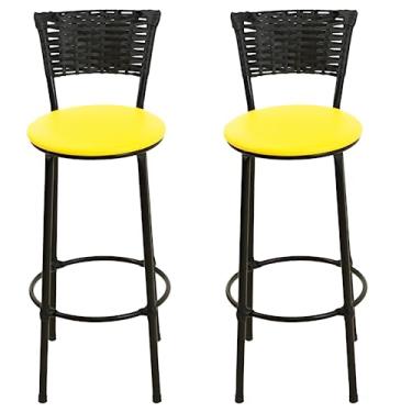 Imagem de CONJUNTO 2 BANQUETAS BANCO ALTO BARZINHO JUNCO VIME (AMARELO)