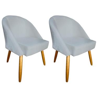 Imagem de Kit com 2 Cadeiras De Jantar Lua Veludo Luxo Para Salão Sala Penteadeira Escritório Leitura (CINZA CLARO)