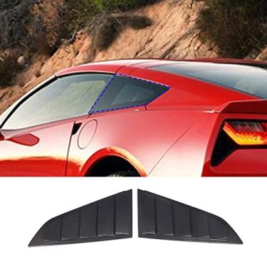 Imagem de Guarnição da tampa da janela traseira traseira ABS 2 peças compatível com Corvette C7 Stingray 2014-2019 Shark Gills Styling Air Outle Vent Cover Trim Accessories (ABS Carbon)