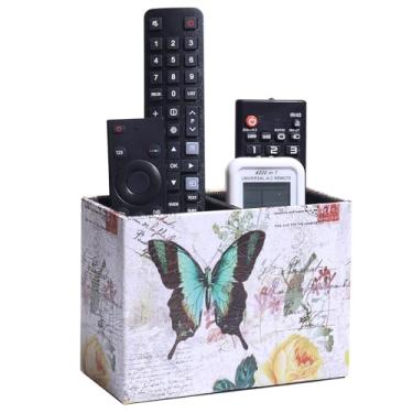 Imagem de Suporte decorativo de controle remoto, caixa de armazenamento de couro para TV, organizador de mesa, pincel de maquiagem, porta-canetas, compatível com controles remotos de TV, controladores de mídia