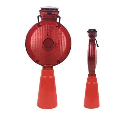 Imagem de Sinalizador Solar Viario Cone Automatico LED Energia Solar Sinalizaçao Chuva Obra Estrada Rua Rodovia