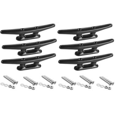 Imagem de Thorn Chuteiras de barco de 15 cm, travas de doca de nylon pretas, gancho de corda de caiaque, grampo de corda, grampo de caiaque para docas de barco, decoração marítima, náutica, pacote com 6