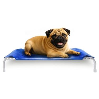 Imagem de Cama Suspensa Pet Tamanho M Cachorros Porte Médio 75x50x13cm Azul Higiênica Ortopédica Desmontável Mec G Pet