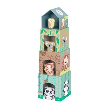 Imagem de Hi Pando Brinquedo Educativo Madeira Empilha Caixas Animais