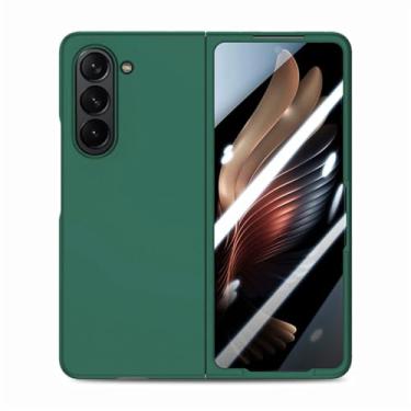 Imagem de POYUFRG Capa fina para Samsung Galaxy Z Fold 7, capa rígida de policarbonato fosco à prova de choque com proteção de tela de vidro temperado, bronze, Z Fold 7