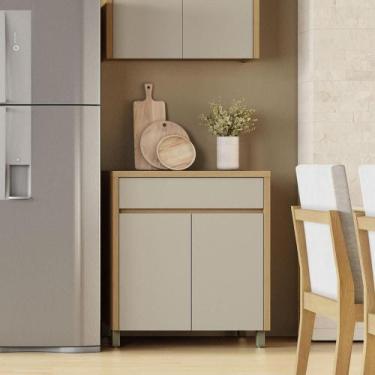 Imagem de Balcao 2 portas 1 Gaveta 80cm 100% MDF Condessa Carvalho/Greige Nesher