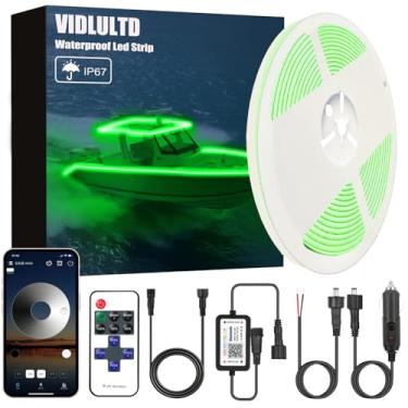 Imagem de Luzes de LED para barco, à prova d'água, 12 V, IP67, luzes LED marinhas verdes, luz externa de barco com controle remoto e aplicativo, luz para barcos pontão com cabo de extensão para pesca, trailer