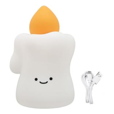Imagem de Night Light Birthday Velle Forma de vela quente TAP DIMMÁVEL SILICONE LED Nightlight for Bedroom Kids Room Berçário Decoração de casa