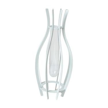 Imagem de IEUDNS Vaso de mesa de vidro transparente tubo hidropônico decoração para casa ornamento vaso de flores recipiente de planta plantador para casamento, Branco 8x8x25cm