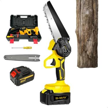 Imagem de Mini Motosserra Elétrica à Bateria 6" Profissional - Recarregável Compacta Multifuncional Bivolt Portátil para Jardinagem Construção Marcenaria Ergonômica Ferramenta De Corte Muito Potente Multiuso