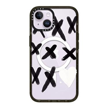 Imagem de CASETiFY Capa Impact para iPhone 14 [4X testado contra quedas de grau militar/proteção contra quedas de 2,5 metros/compatível com Magsafe] - xo Kisses - preto brilhante