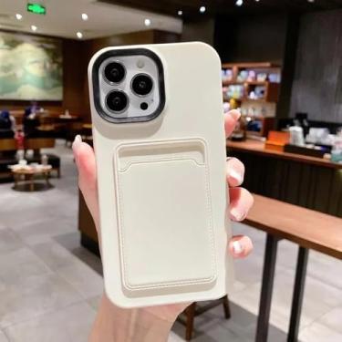Imagem de HPQWN Capa de celular luxuosa de silicone macio com proteção anti-impacto para iPhone 11 (para iPhone 11/branco)