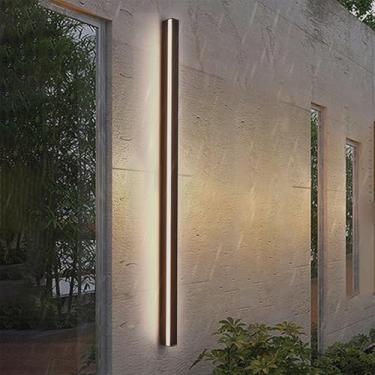 Imagem de Arandela de parede LED moderna para uso externo, lâmpadas de parede longas pretas IP65 à prova d'água, metal, alumínio, jardim, iluminação interna, externa, para sala de estar, pátio, corredor, vila