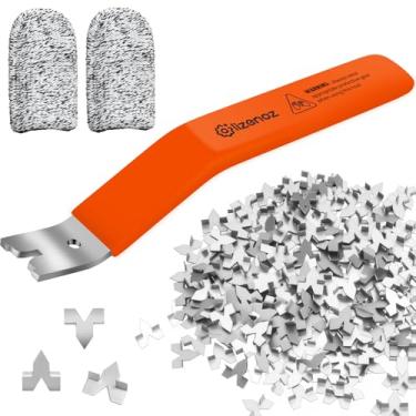 Imagem de Lizenoz Ferramenta de chave de ponta de vidraceiro de cor laranja com 200 pontos de envidraçamento e 2 berços de dedo - para moldura de vidro, imagens, ponto cruz - Pontos de pressão de ferro/zinco