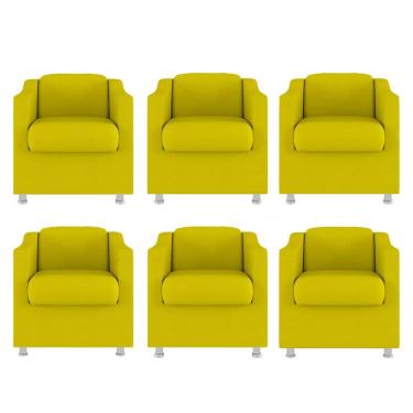 Imagem de Kit 6 Poltronas Bia Decorativa Reforçada Recepção Clinica Salão Sala De Estar Suede