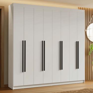 Imagem de Guarda-Roupa Casal 8 Portas Batentes Branco/Branco/Preto Saturno Madesa