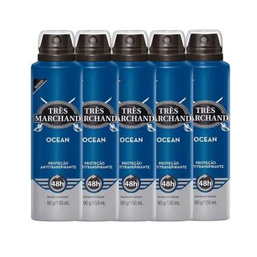 Imagem de Kit Desodorante Aerosol Tres Marchand Ocean 150g - 5 Unidades