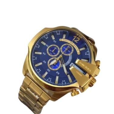 Imagem de Relógio Masculino Diesel Dourado C/Azul Mega Chief - Majestoso Joias e