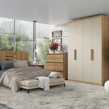 Imagem de Guarda-roupa 4 Portas 120cm X 220cm Milan Capuccino \ Off White
