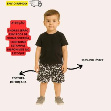 Imagem de Kit c/3 shorts tactel infantil menino juvenil estampado e liso misto p
