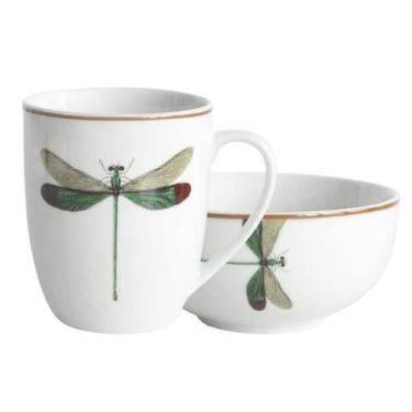 Imagem de Bowl e Caneca Libélula em porcelana, da L'Hermitage - L' Hermatage