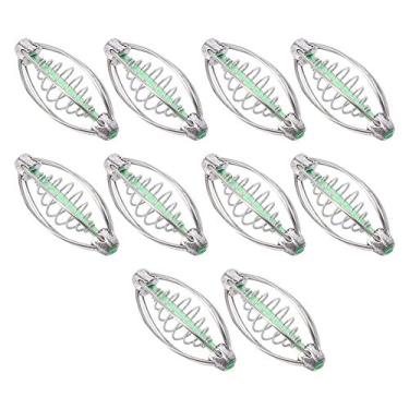 Imagem de Dioche [Conjunto de 10] Capa de Isca de Alimentador de Pesca de Mola de Aço Inoxidável Com Contas - Acessório de Equipamento Reforçado para Atração Eficiente de Peixes (Tamanho extra grande cerca de