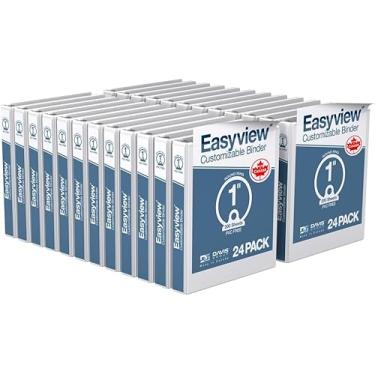 Imagem de Fichários EasyView Premium de 2,5 cm com capas transparentes, fichários de 3 anéis para escola, escritório ou casa, cadernos coloridos, pacote com 24, anel redondo, branco