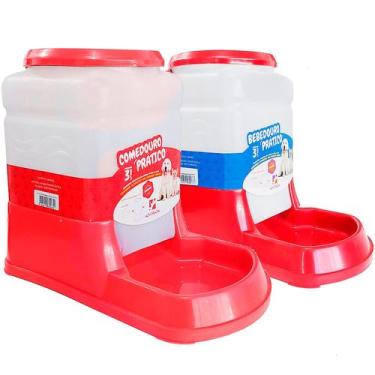 Imagem de Kit Bebedouro Comedouro Automatico Cachorro Gato Prático 3Lt - Duplo -