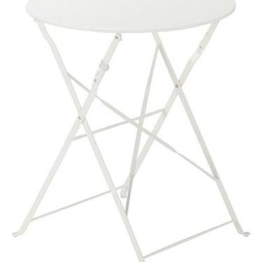 Imagem de Mesa Dobrável Redonda Jardim Varanda 60X60Cm Em Aço Branco - Naterial