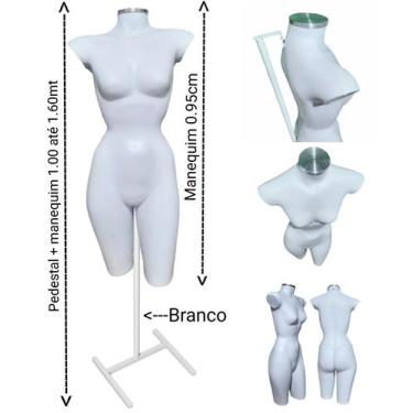 Imagem de Manequim feminino (Meio corpo cinturinha N.36) branco com tampa prata 