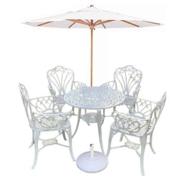 Imagem de Conjunto de Jardim Modelo Fortaleza Mesa 4 Cadeiras e Guarda Sol - Nos