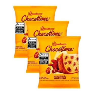 Imagem de 3 Mini Panettone Chocottone Bauducco Gotas Chocolate 80g