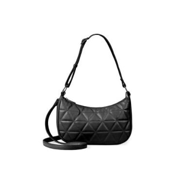 Imagem de Bolsa Feminina Pequena Baguette Matelassê Preta - Bagaggio, P, Preto