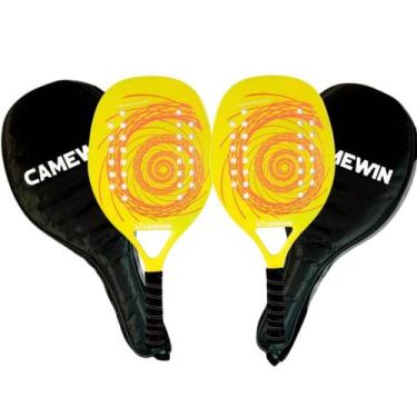 Imagem de 2x Raquetes Beach Tennis de praia Carbono Camewin com Estojo, Amarelo,
