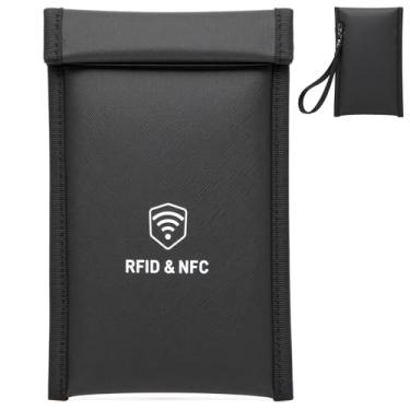 Imagem de XIAODUN Bolsas Faraday de grau militar para telefones [5G/Bluetooth/WiFi/GPS] bloqueador de sinal, à prova de fogo, à prova d'água, antiarranhões | Alça de pulso destacável, bolsa antirastreamento com