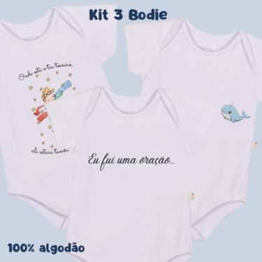 Imagem de Kit Body Bebê Algodão Macacão Recém nascido 3 Bodie Sortidos - Bellvi,