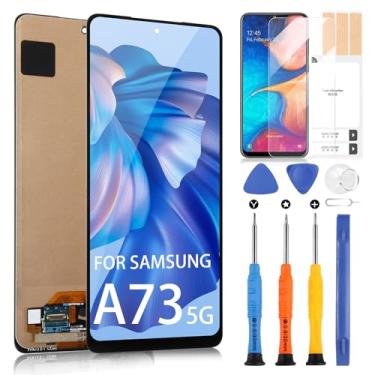 Imagem de Tela LCD Incell para Samsung Galaxy A73 5G Substituição de Tela para Galaxy A73 5G LCD Touch Screen Digitalizador Montagem com Ferramentas de Reparo SM-A736B (Preto, Sem Função de Impressão Digital)