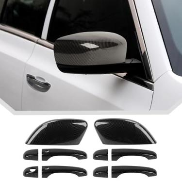 Imagem de JeCar 6 peças para Chrysler 300C 2011-2023 tampas de espelho retrovisor lateral de fibra de carbono e kit de acabamento de maçaneta de porta
