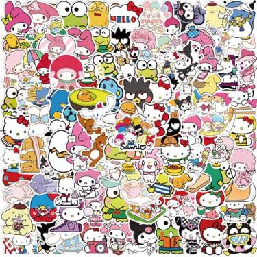 Imagem de 104 adesivos Hello Kitty My Melody and Kuromi fofos adesivos para laptop, garrafa de água, skate, bagagem, para-choque, kawaii, pacote de adesivos para crianças, adolescentes, adultos e meninas