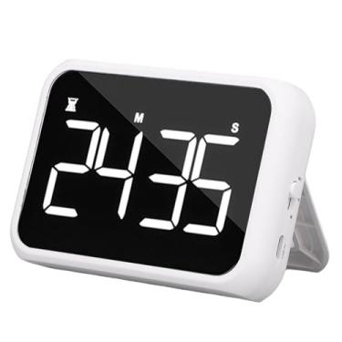 Imagem de Asixxsix Timer de Cozinha para Cozinhar, Timer Magnético Digital Com Exibição de LED de 4 Polegadas, Volume e Brilho Ajustável, Contagem de Contagem de para Cozinhar (Branco)