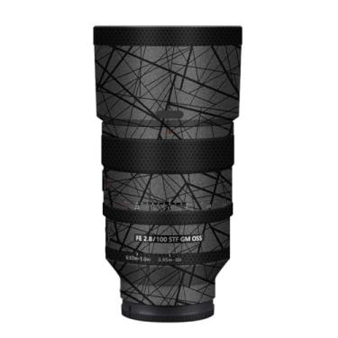 Imagem de Adesivo de lente de câmera para Sony FE 100 mm F2.8 STF GM Macro Coat Wraps Film Protector Vinyl Decal Skin 100 2.8 (cinza cruzado)