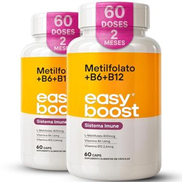 Imagem de L-metilfolato De Cálcio + Vitamina B6 + Vitamina B12 Easy Boost Kit 2x 60caps total 120caps