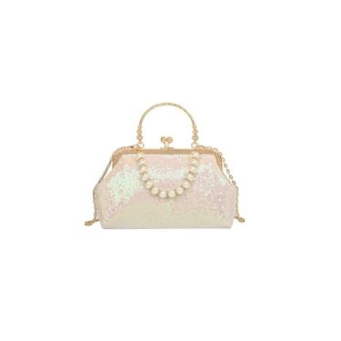 Imagem de CORIOS Bolsa clutch vintage da década de 1920 com lantejoulas brilhantes para mulheres, bolsa de ombro com contas e pérolas, Multicor, Large